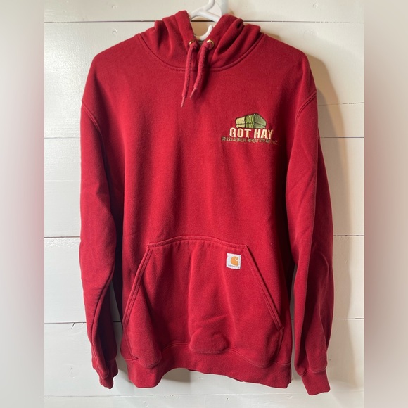 Mens Red Carhartt Hoodie with Logo Medium - Picture 5 of 5